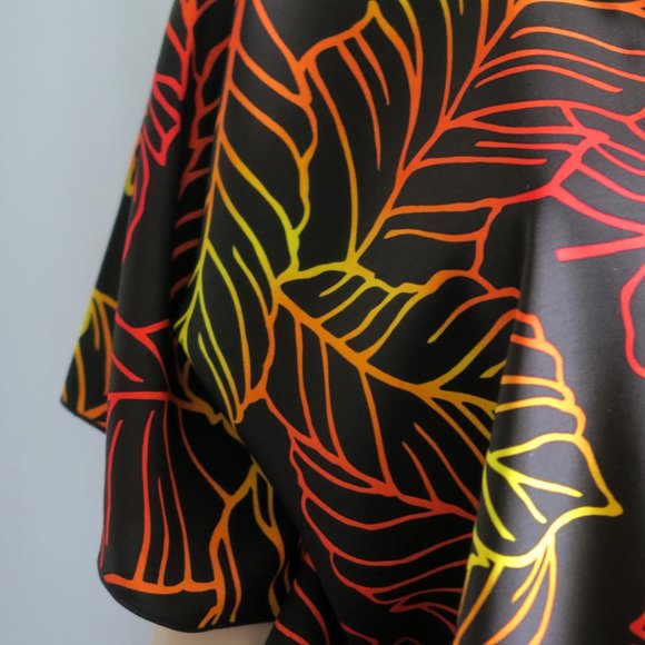 Hawaiian Ferns Polynesian Clothing Butterfly Tunic Blood Orange Red - Picture 3 of 5